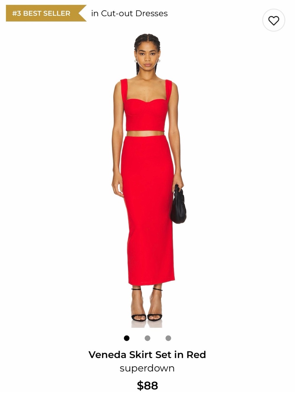 superdown Red Two-Piece Maxi Skirt Set